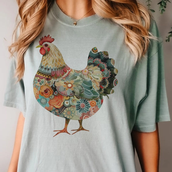 Chicken Girl Graphic Tee / Sage