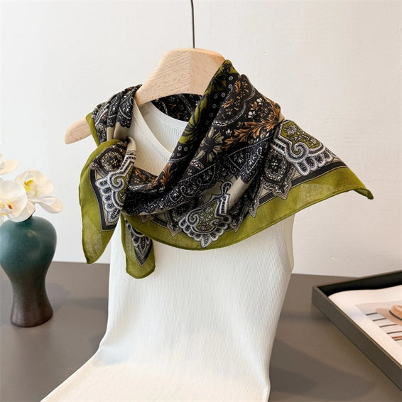 Olive Green Print / Bandana Scarf