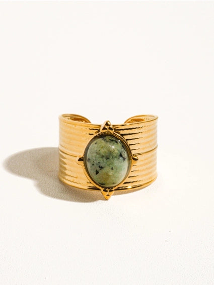Green Stone Adjustable Ring