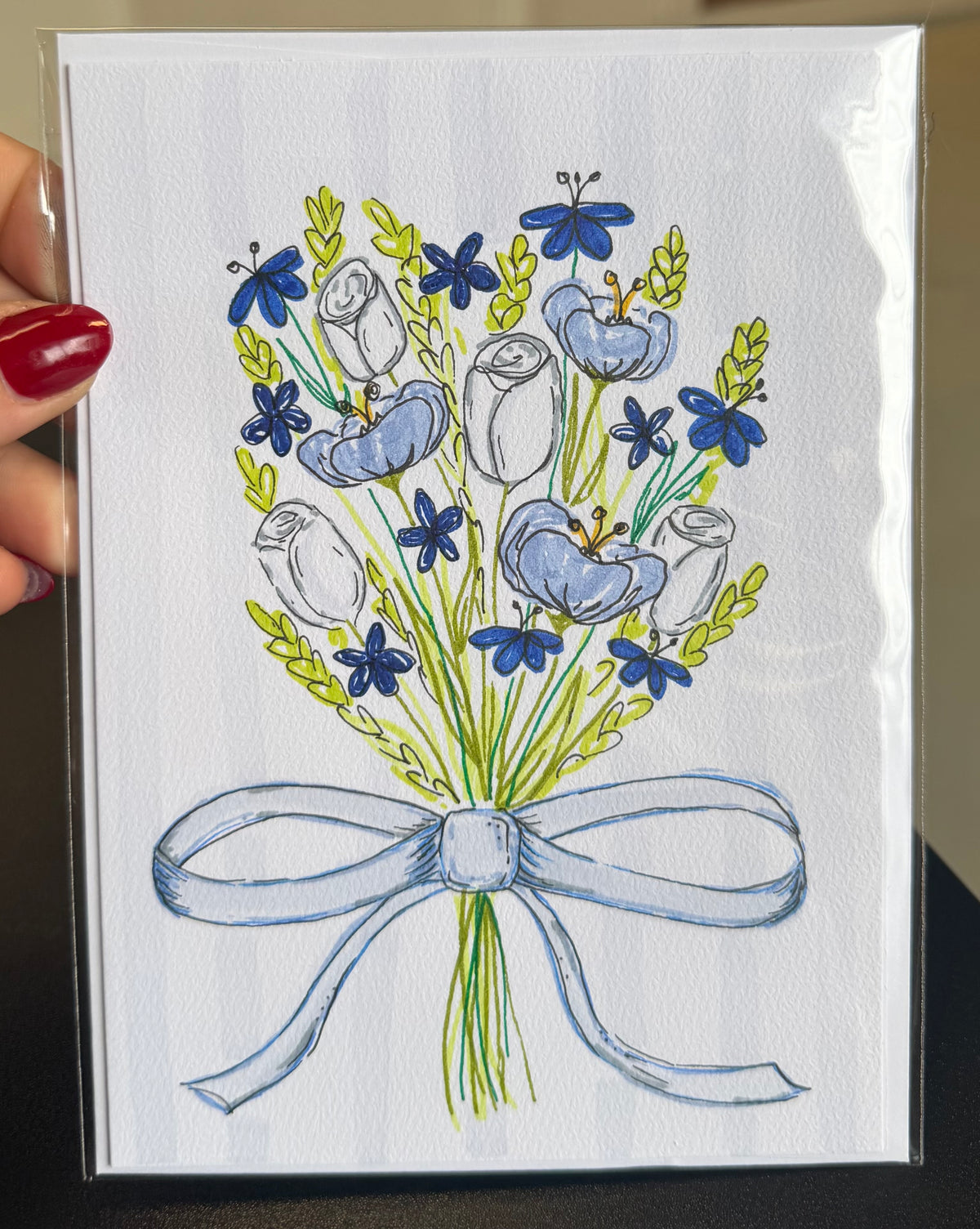 Floral Vase / Hand Drawn Greeting Card