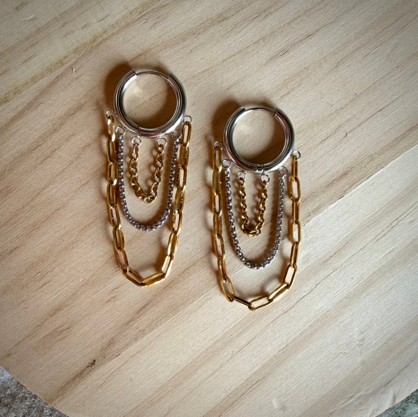 Chain Drop Huggie Hoop