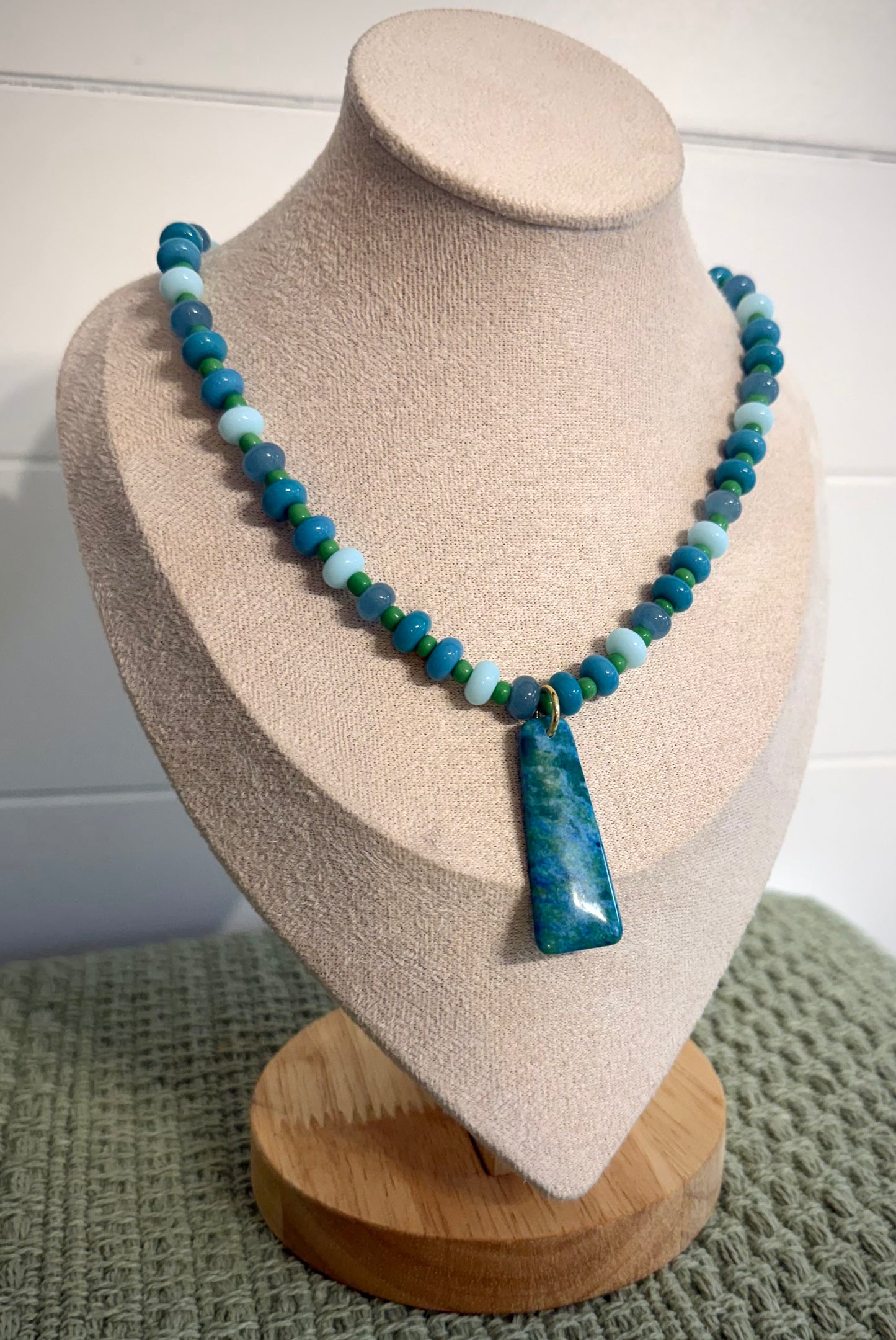 Blue Lagoon +Stone/ Beaded Necklace