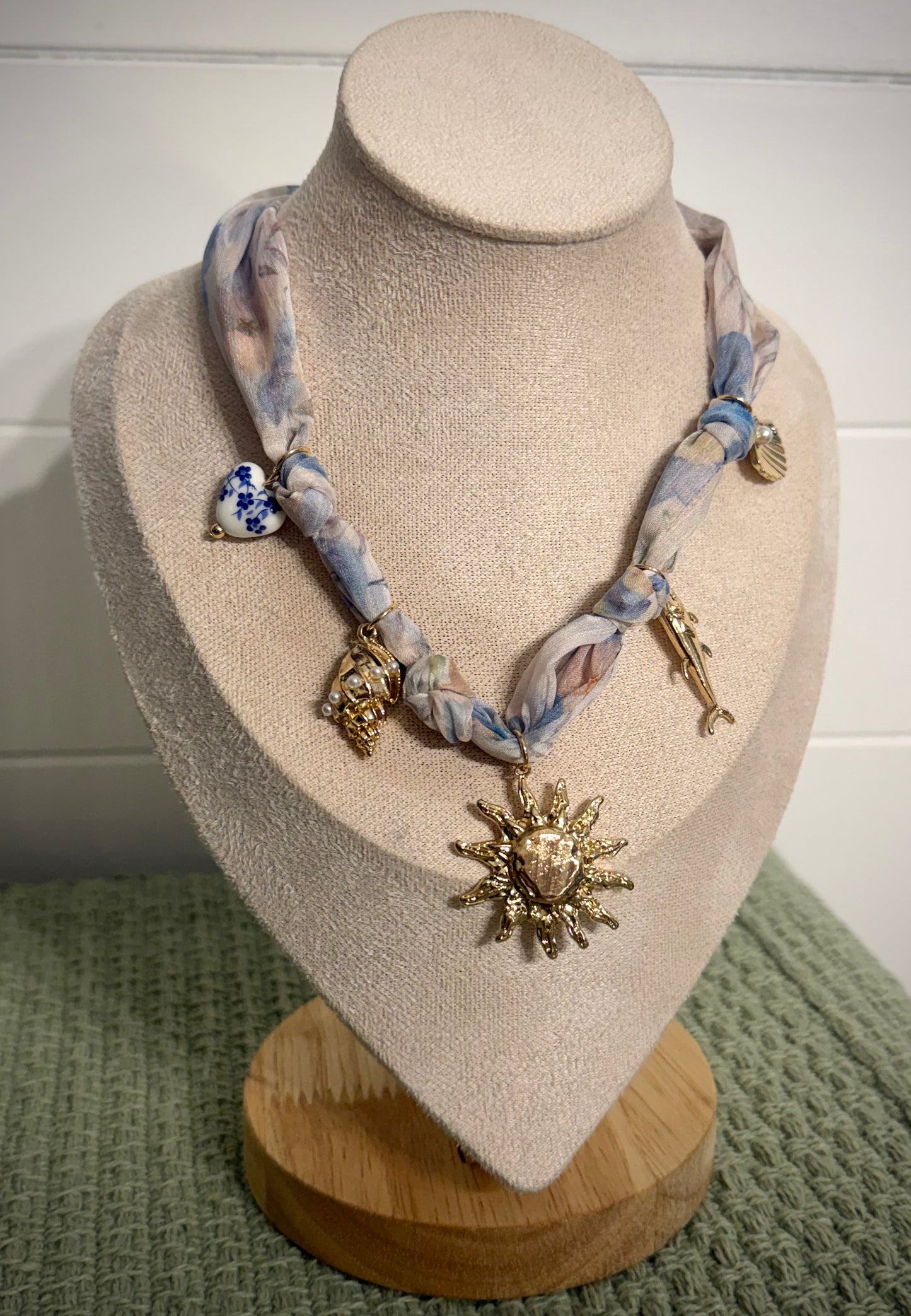 Soft Coastal / Bandana Charm Necklace