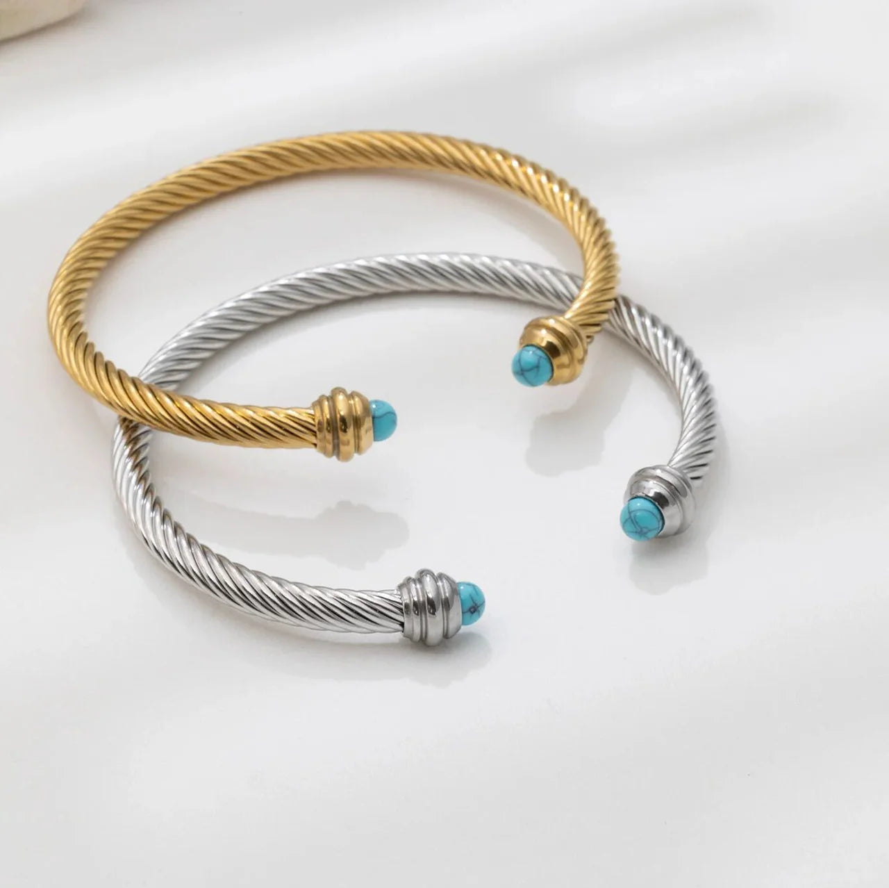 Twisted Bangle + Turquoise