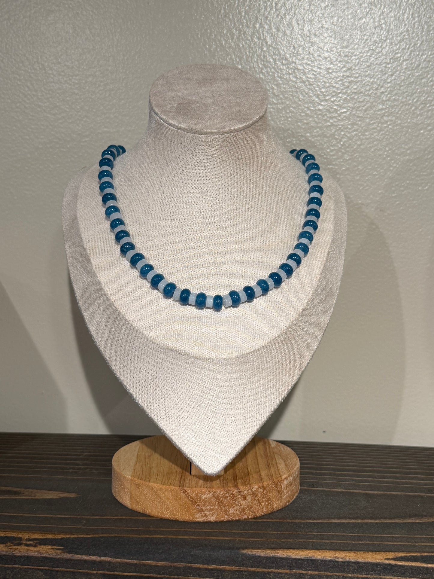 Deep Blue + Quartz / Beaded Necklace