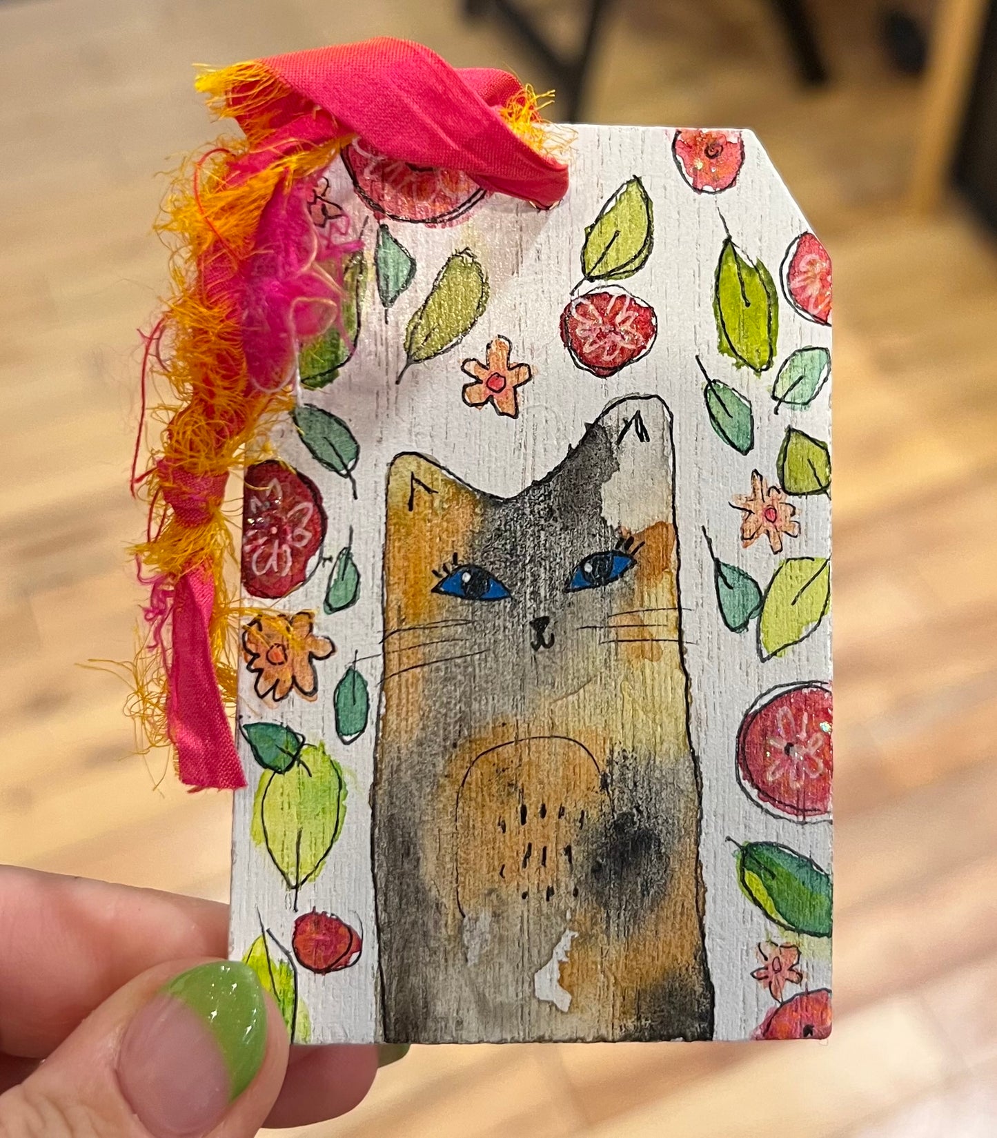 Handpainted Kitty Tag