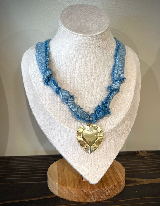 Denim Heart Necklace