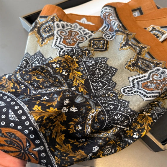Terracotta Brown Print / Bandana Scarf