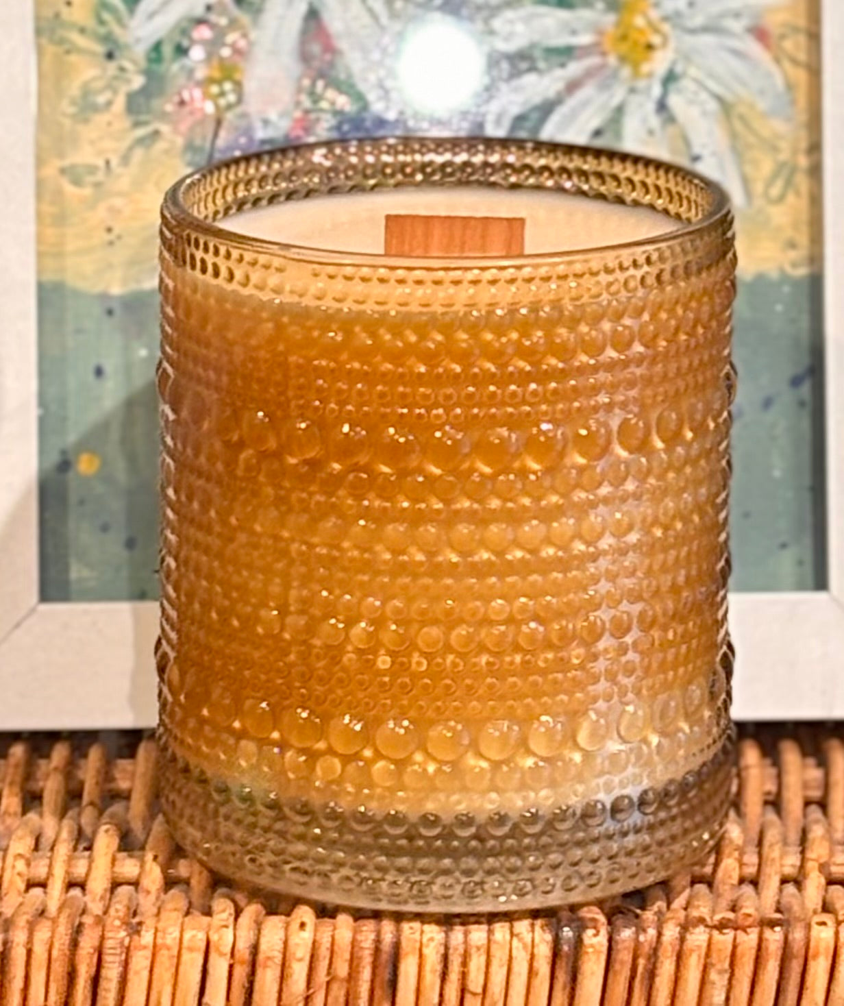 Hobnail Glass Candle / Pineapple Sage