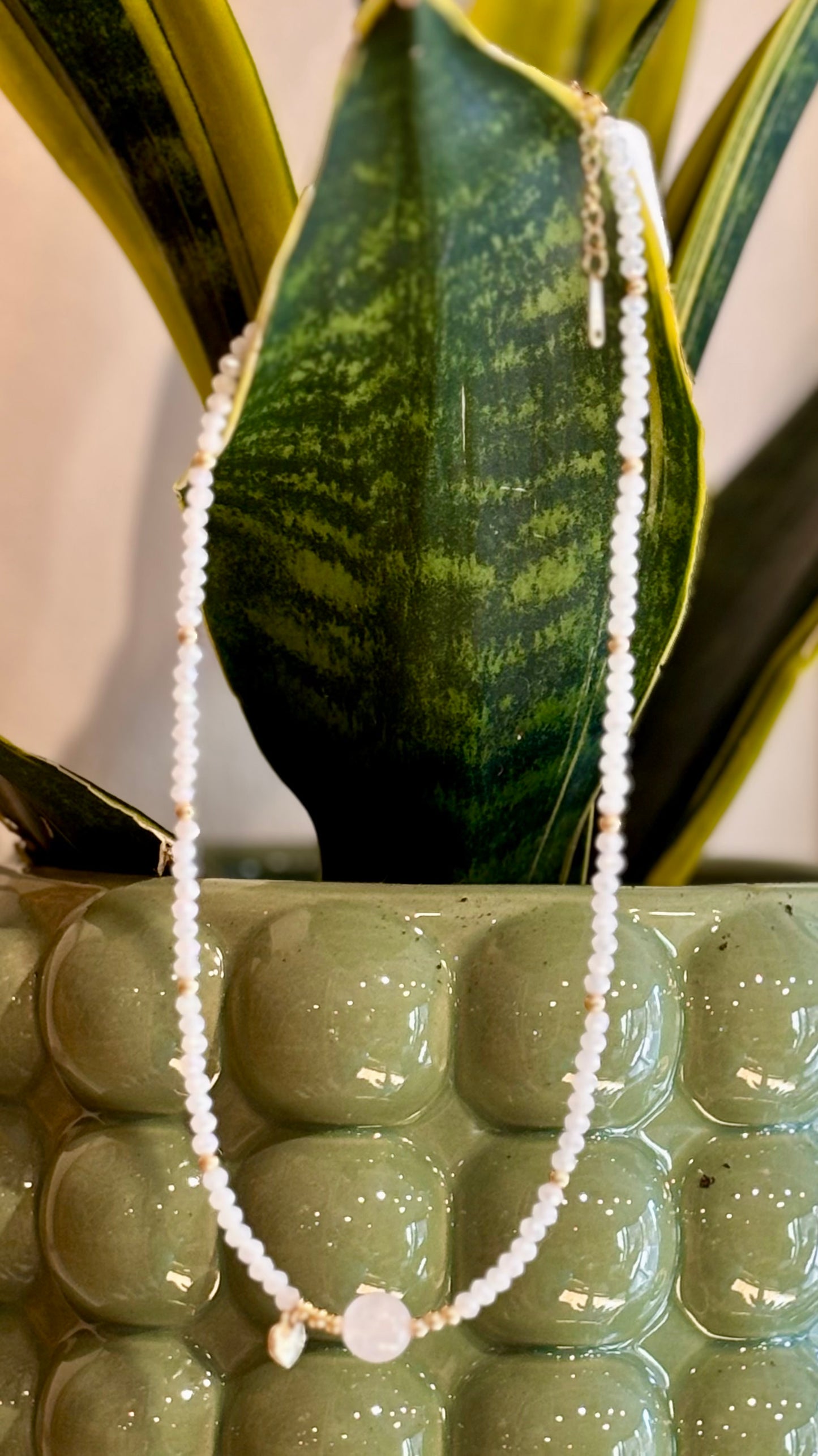 Clear Agate / Beaded Necklace