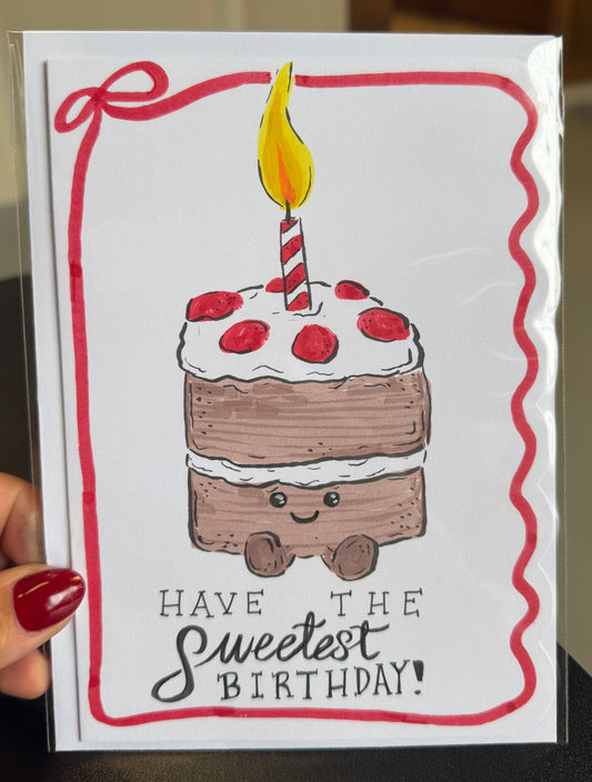 Cake Birthday / Hand Drawn Greeting Card
