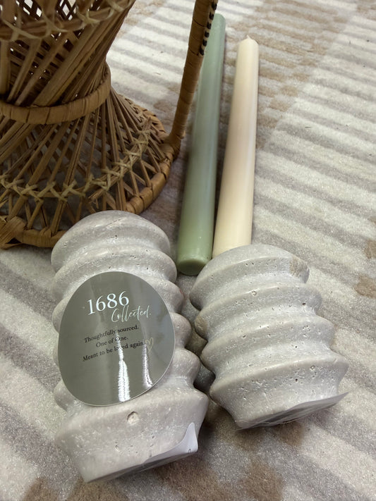 Concrete Tapered Candle Vessel / gray