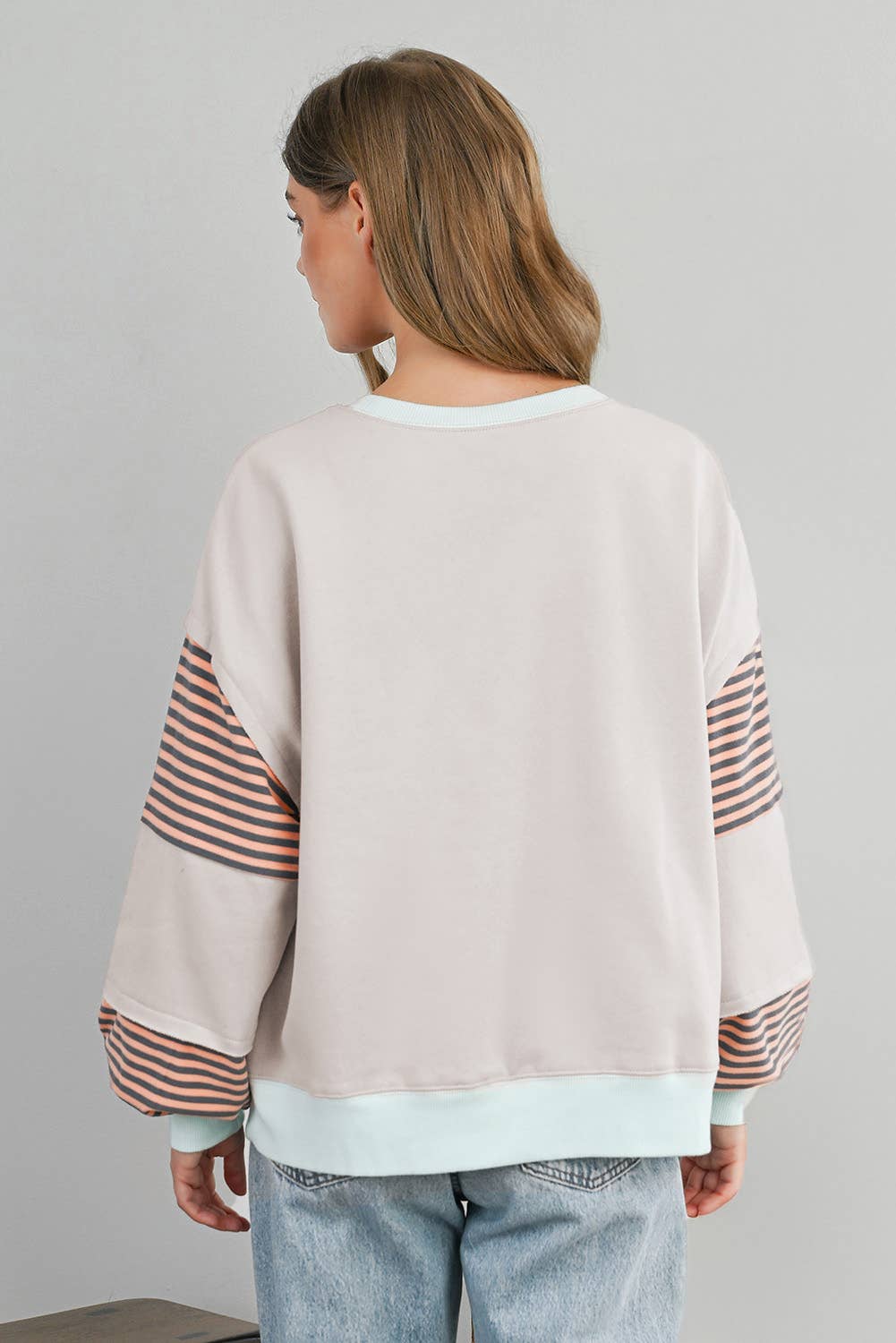 Stripe Colorblock Patch Sweatshirt