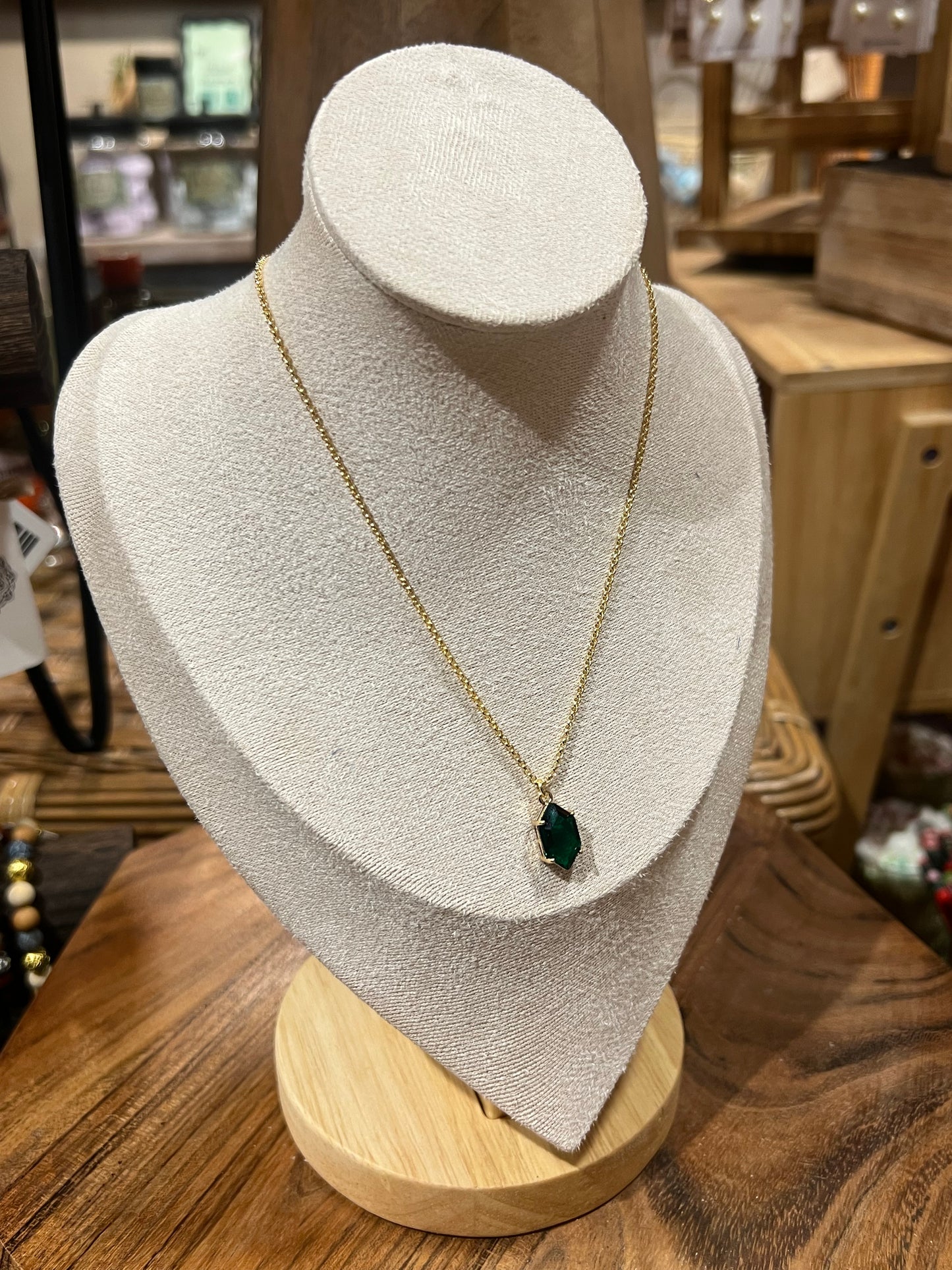 Small Green Gem Necklace