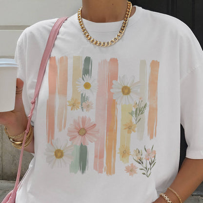 Daisy Brushstroke Graphic Tee / Cream