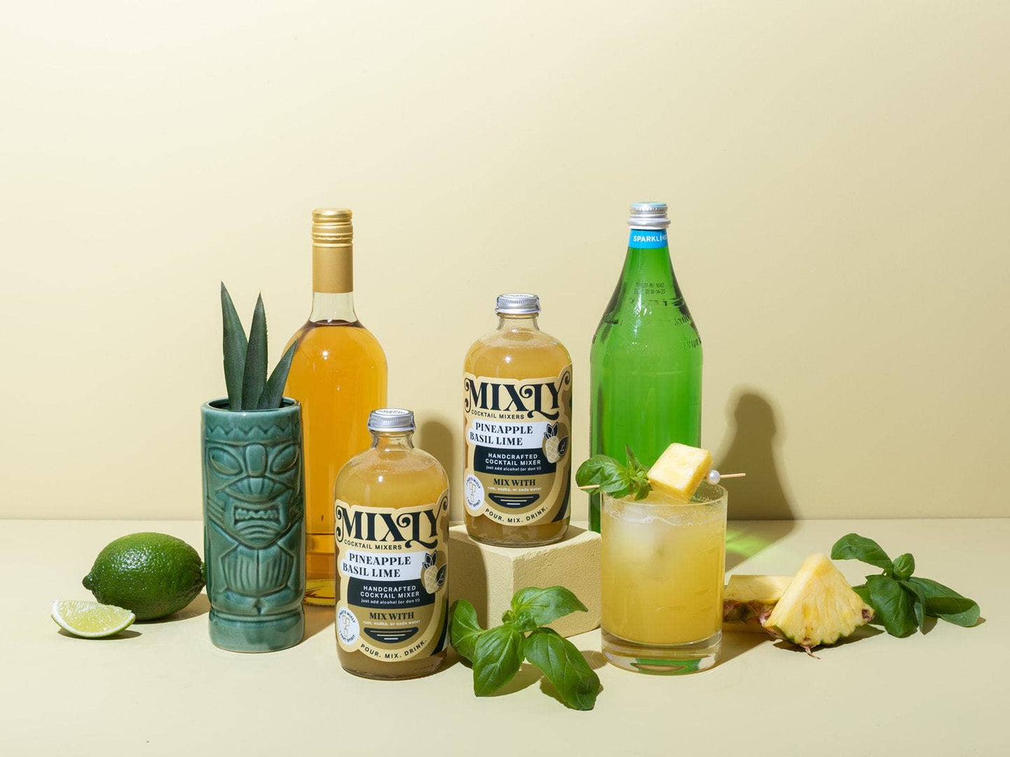 Pineapple Basil Lime Cocktail / Mocktail Beverage Mixer 16oz