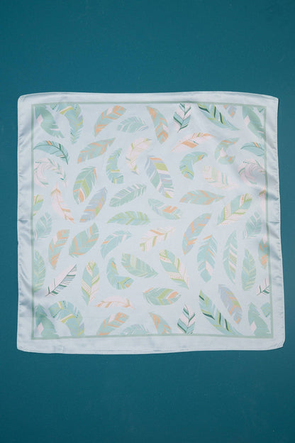 Silky Leaf Print Bandana Scarf