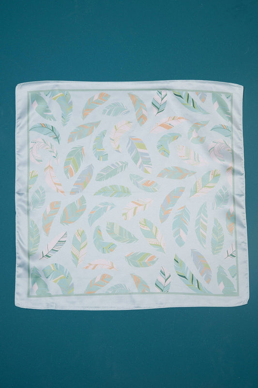 Silky Leaf Print Bandana Scarf