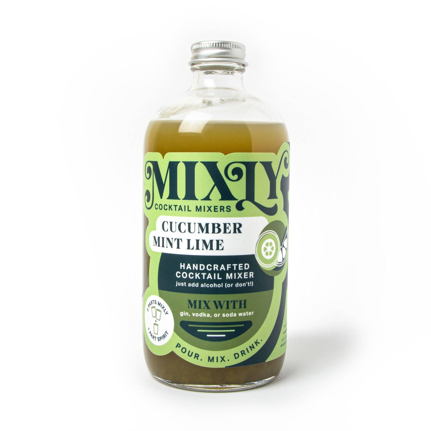 Cucumber Mint Lime Cocktail / Mocktail Beverage Mixer 16oz