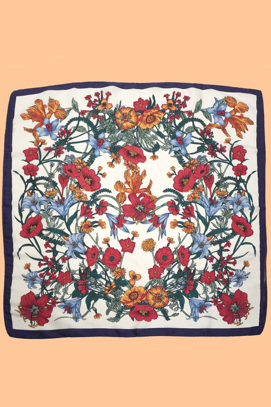Dark Floral Print Bandana Scarf