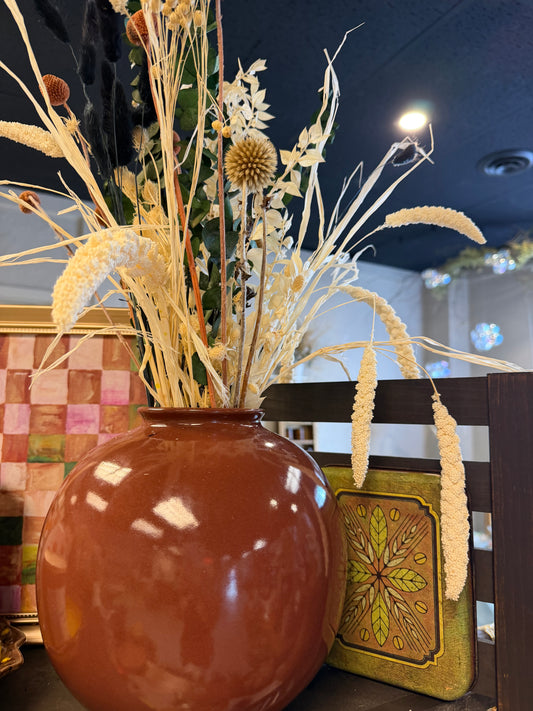 Round Rust Colored Vase