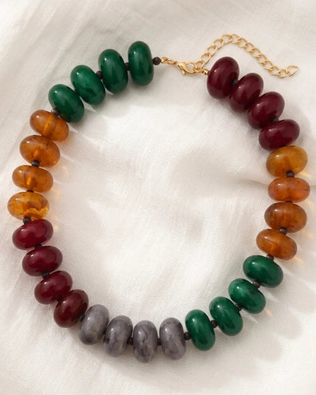 Fall Jewel Tones / Chunky Beaded Necklace