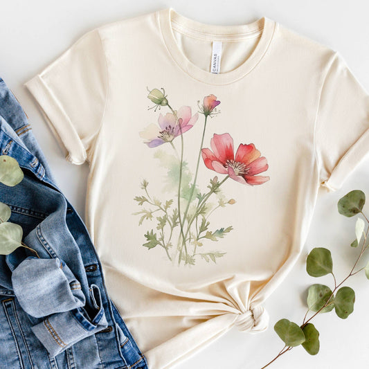 Flower Watercolor Graphic Tee / Cream