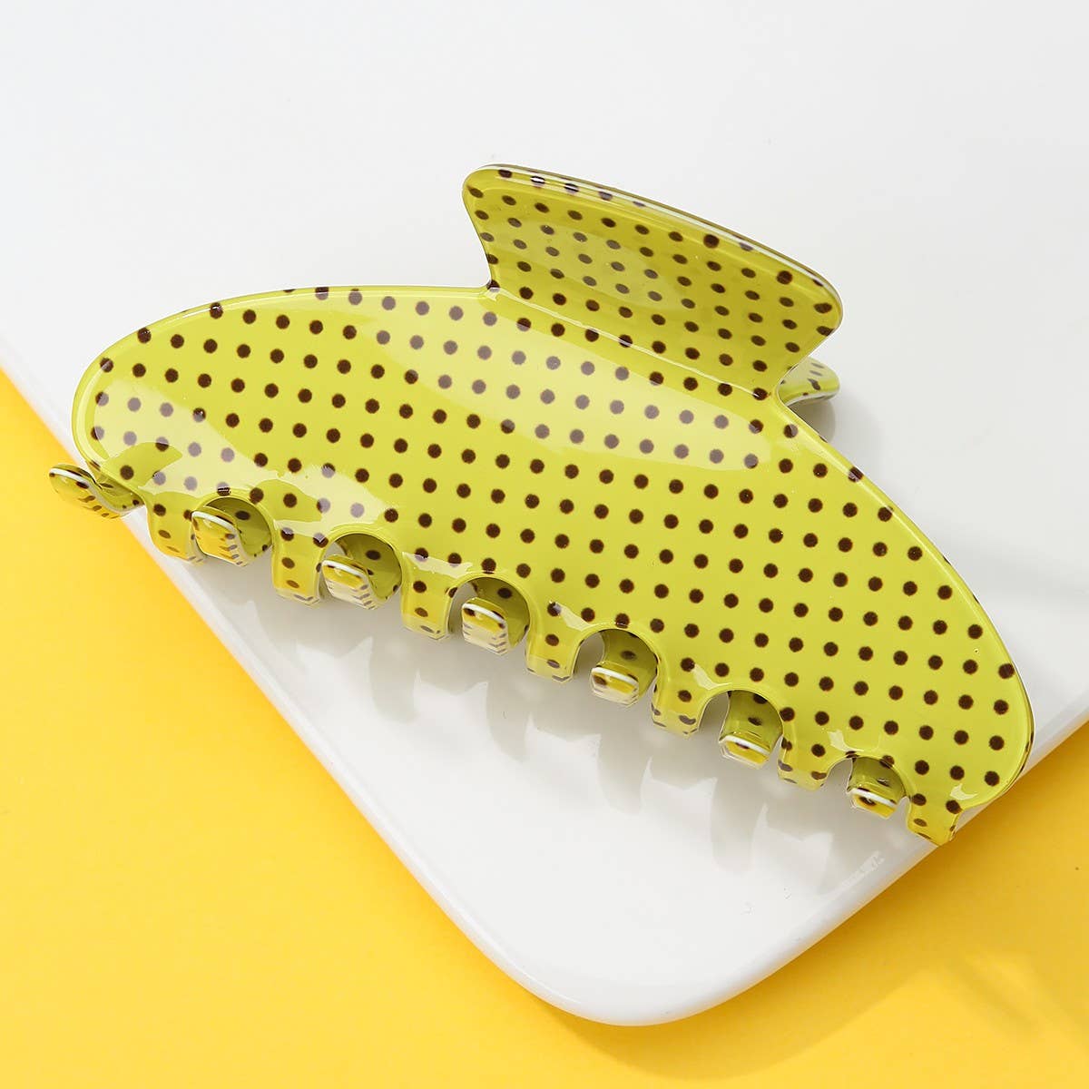 Lime Polka Dot Hair Clip