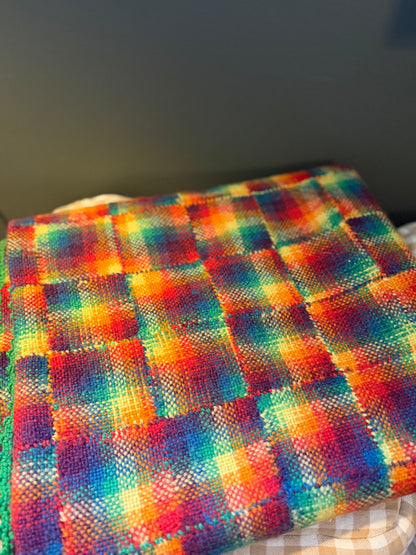 Vintage wool knitted throw blanket