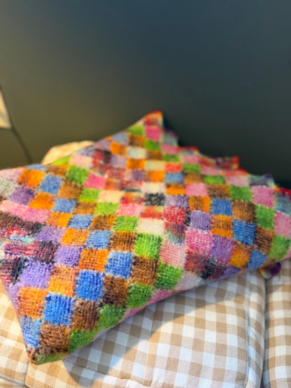 Vintage wool knitted lap throw