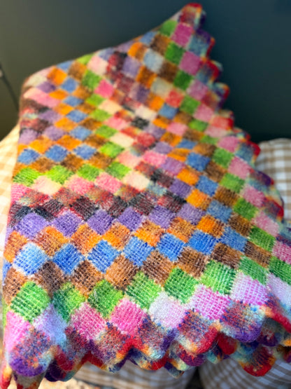 Vintage wool knitted lap throw