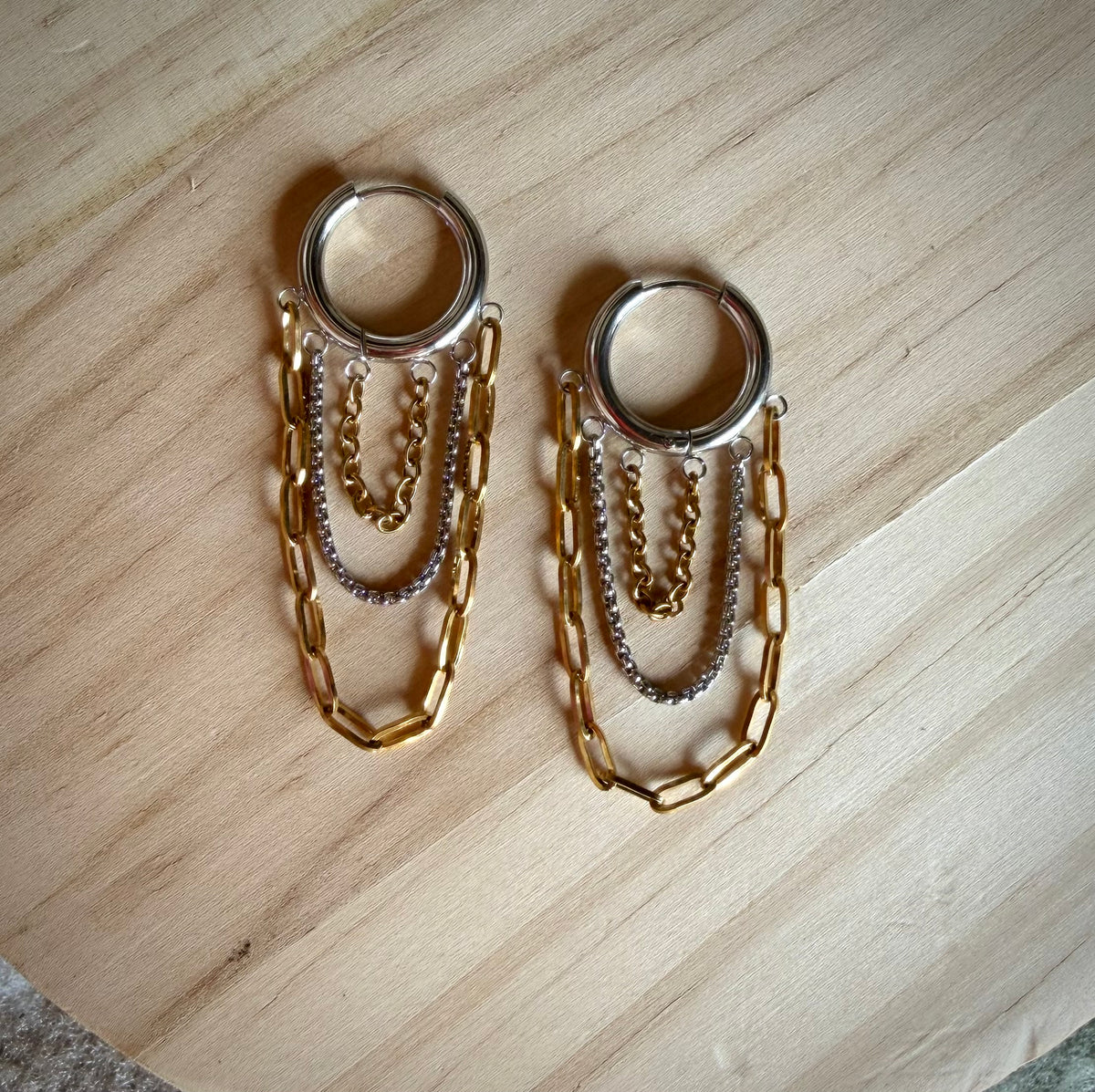 Chain Drop Huggie Hoop
