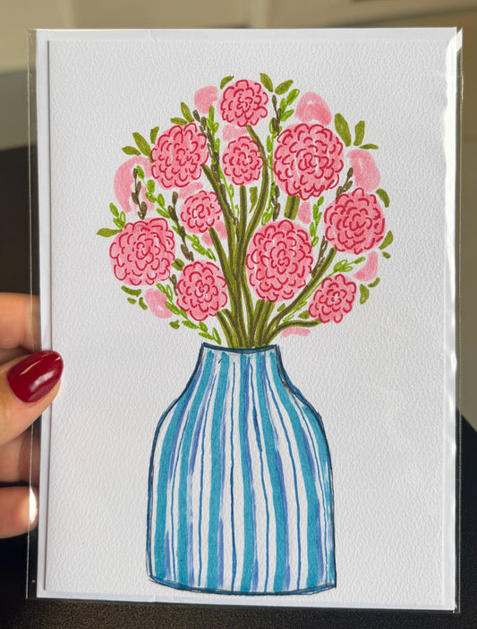 Blue Floral / Hand Drawn Greeting Card