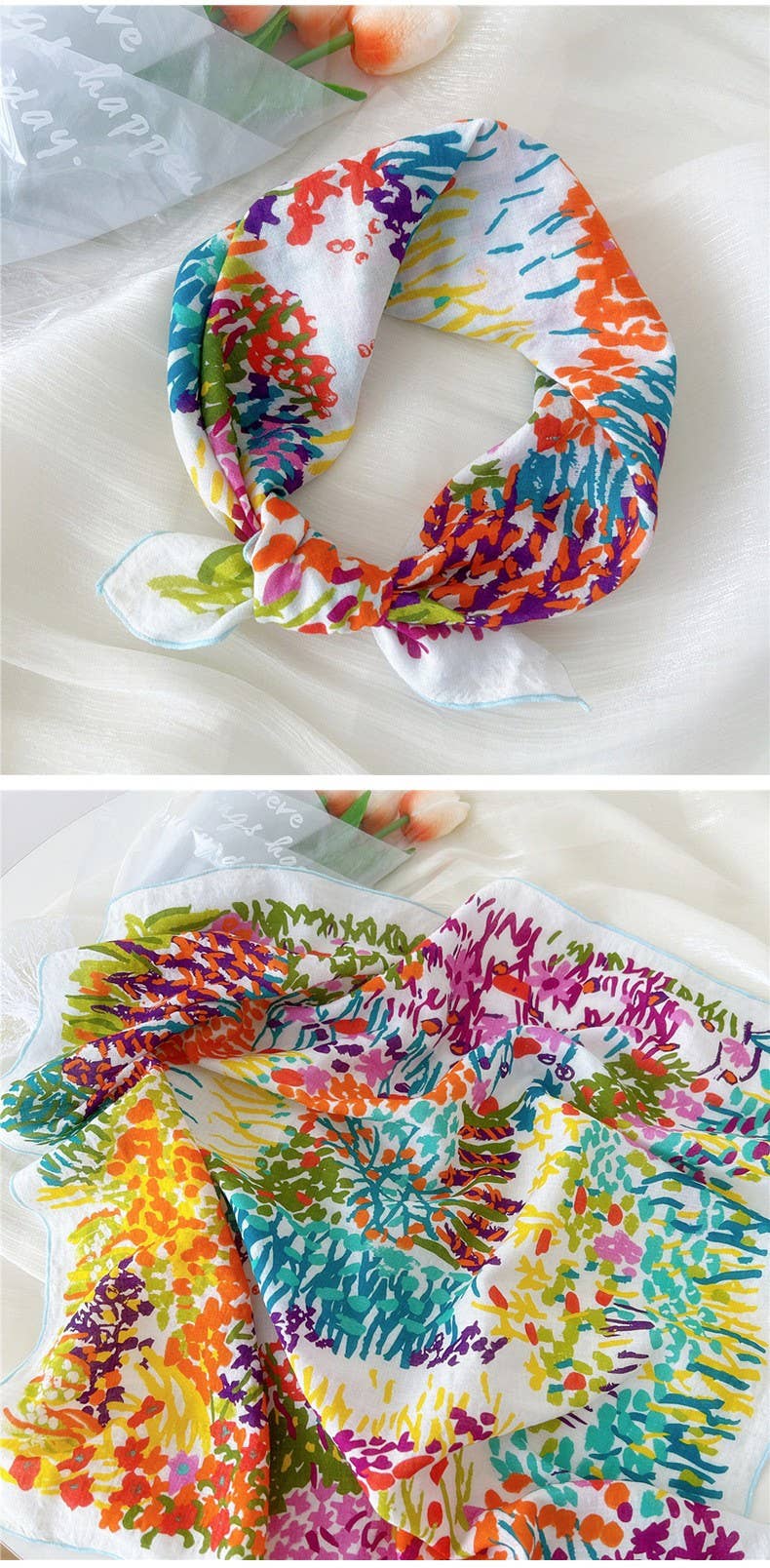 Floral Print Bandana Scarf