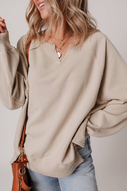 Raglan Sleeve Side Slit Sweatshirt