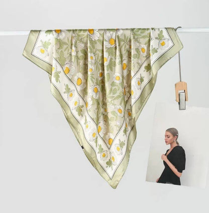 Silky Daisy Bandana Scarf