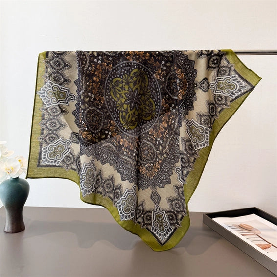 Olive Green Print / Bandana Scarf