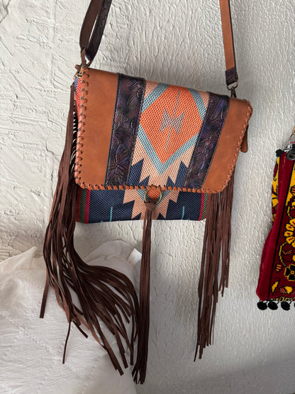 Southwestern Aztec Fringe Crossbody