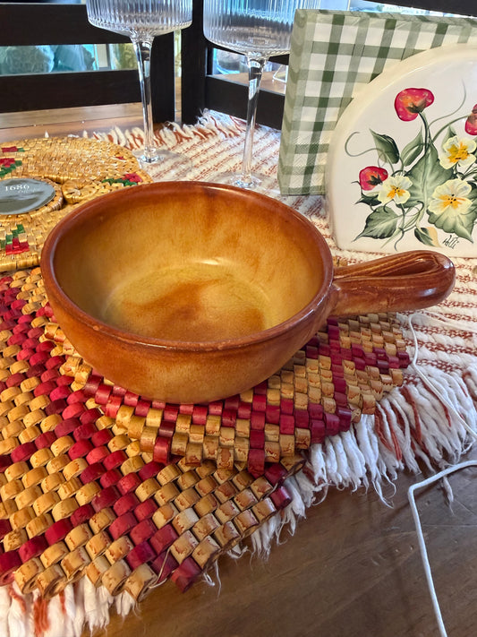 Orange ceramic crock bowl