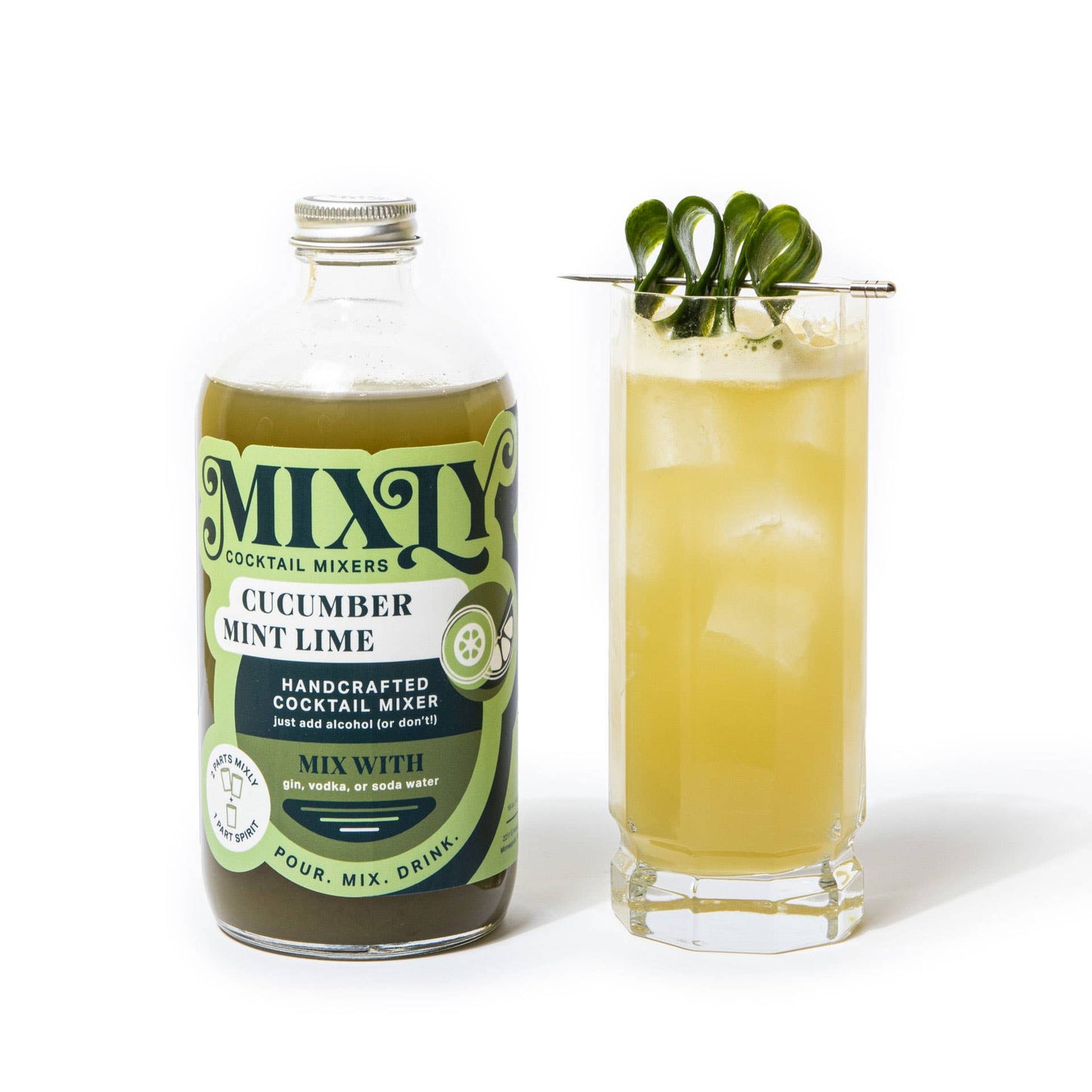 Cucumber Mint Lime Cocktail / Mocktail Beverage Mixer 16oz