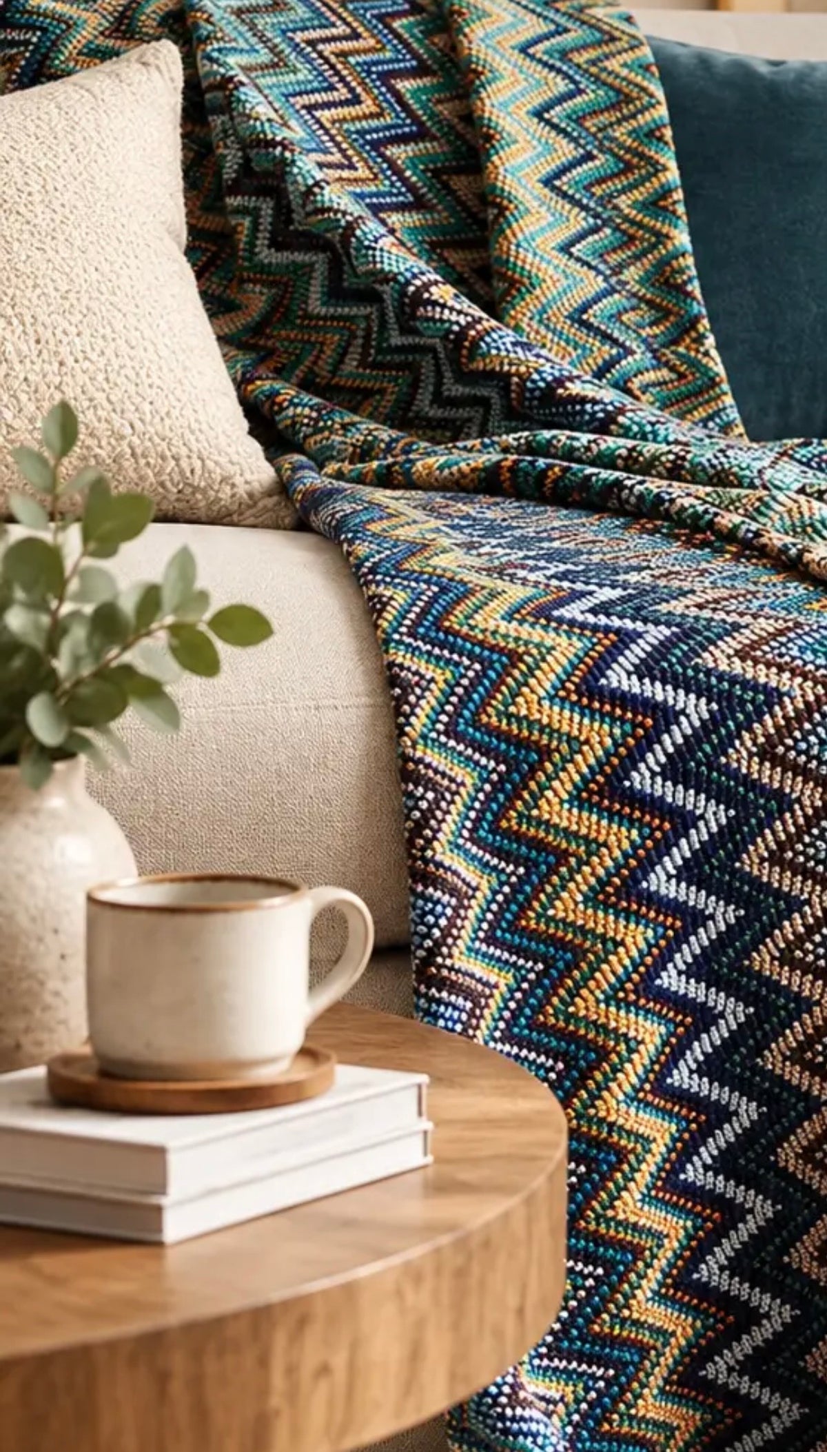 Zig Zag Boho Throw Blanket