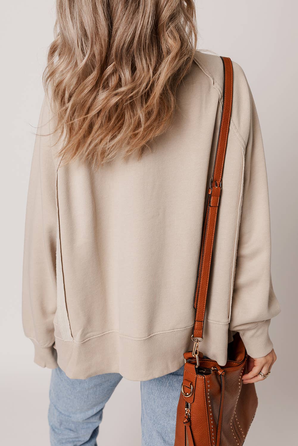 Raglan Sleeve Side Slit Sweatshirt