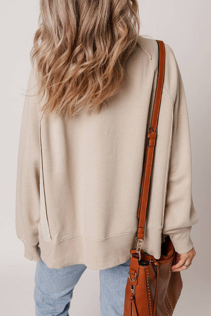 Raglan Sleeve Side Slit Sweatshirt