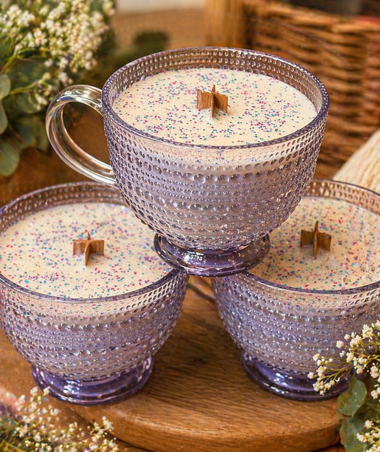 Lavender Latte Hobnail Glass / 14oz