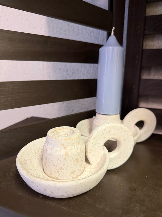 Cream Speckled Candle Vessel