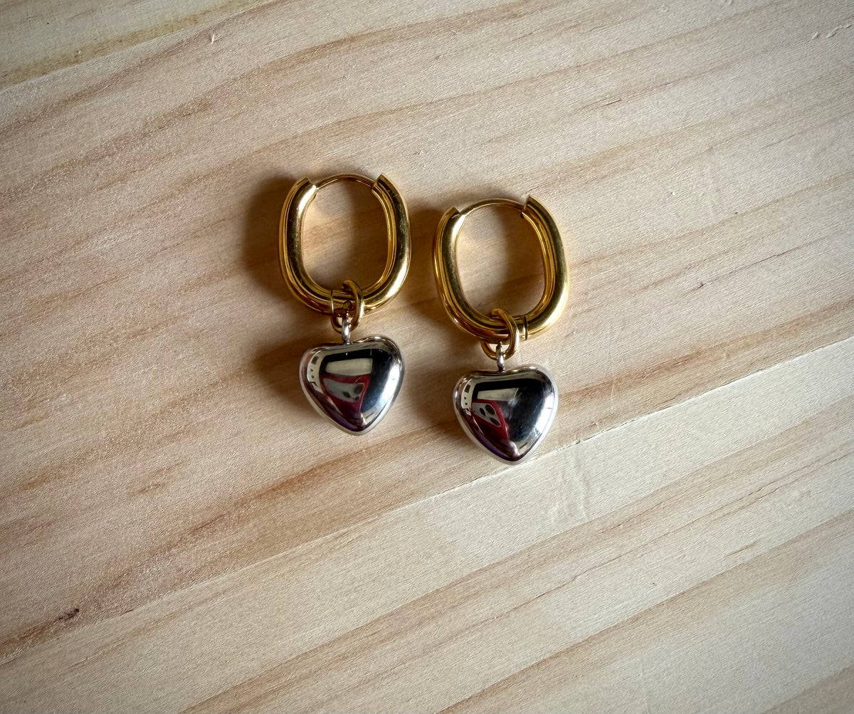 Two Tone Heart Hoop