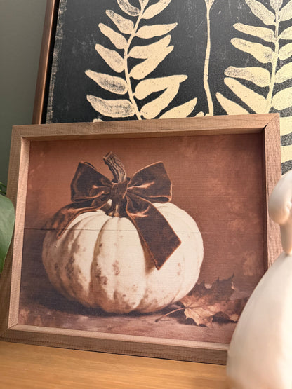 Brown velvet bow pumpkin