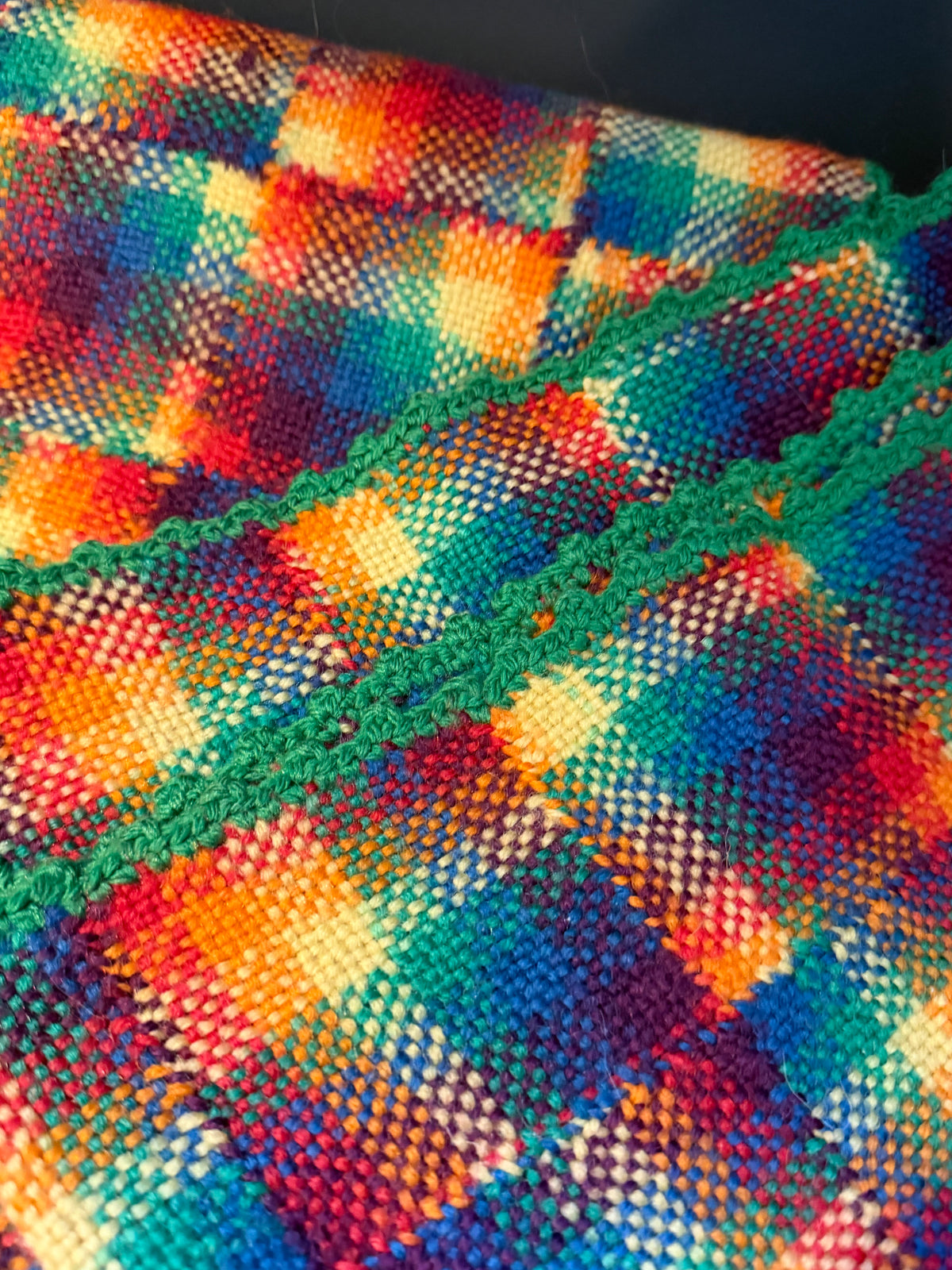Vintage wool knitted throw blanket