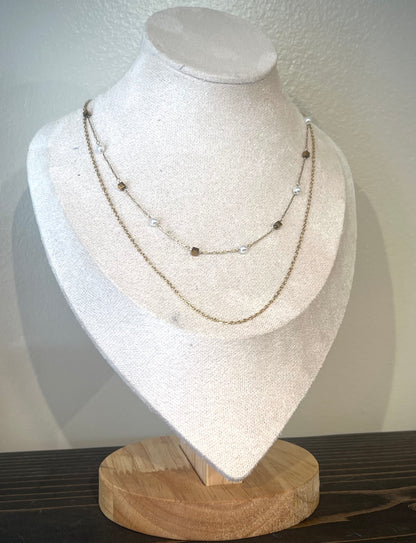 Layered Necklace / Box + Pearl