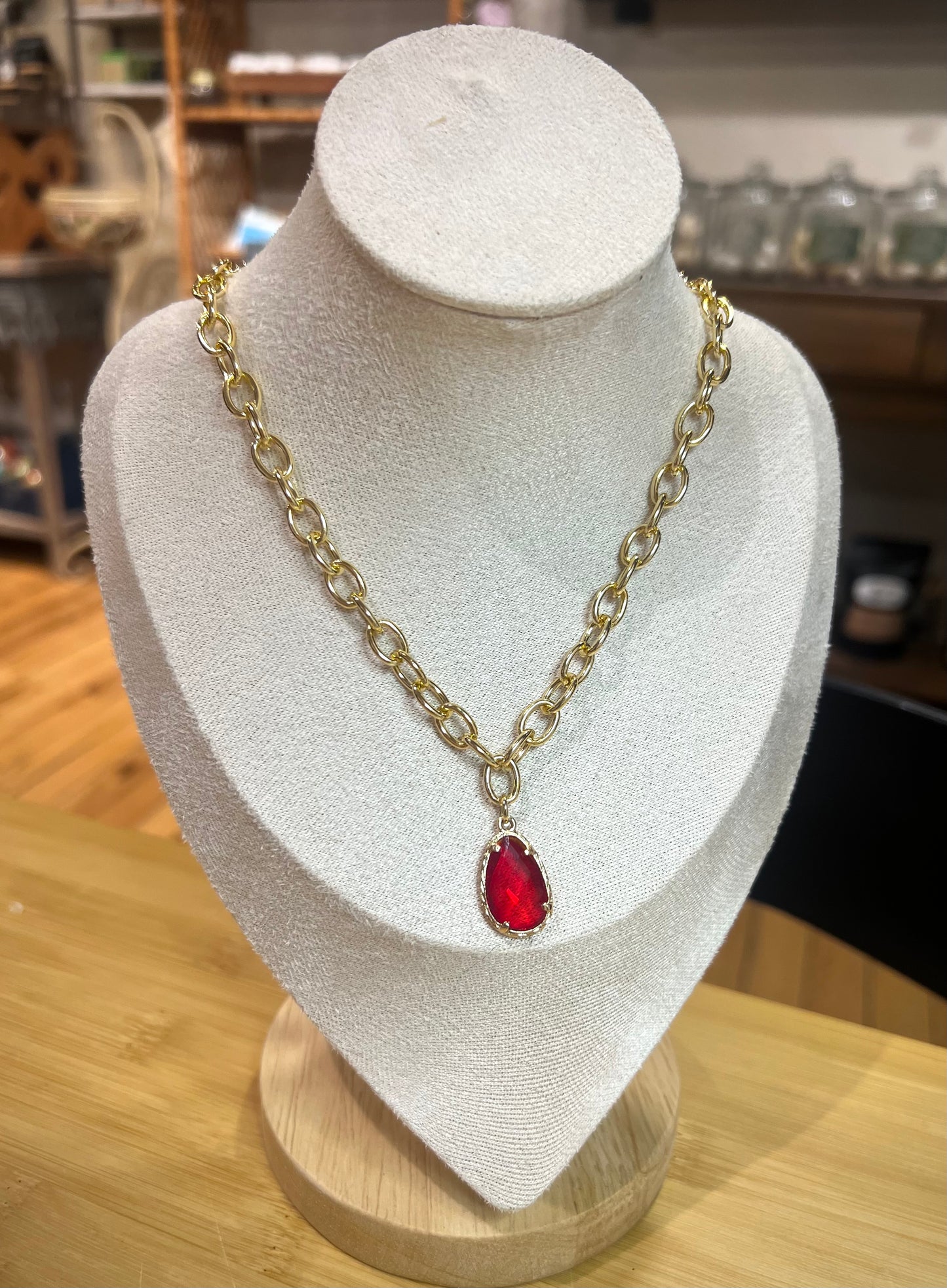 Ruby Red Gem Necklace